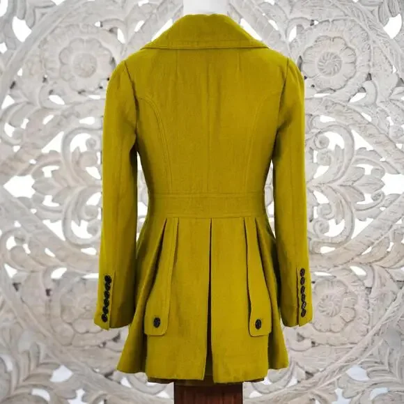 Burberry Blue Label Chartreuse Wool Cashmere Coat Women’s 38 Made in Japan